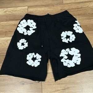 Denim Tears Black and White Flowers Shorts Large